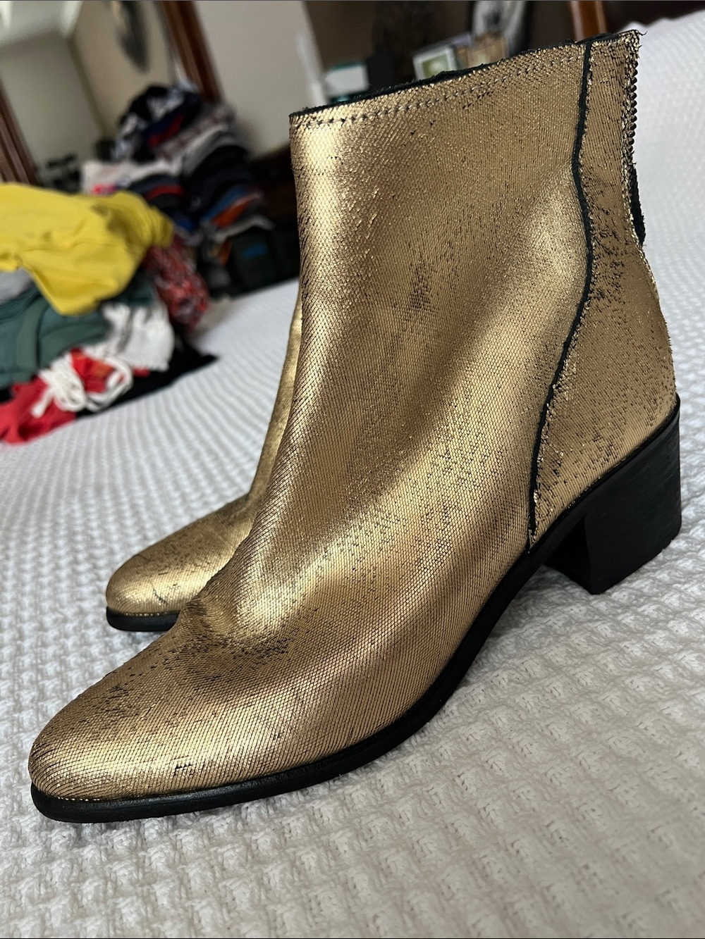 Dolce Vita Metallic Gold Pointed Ankle Boots - Picture 4 of 5